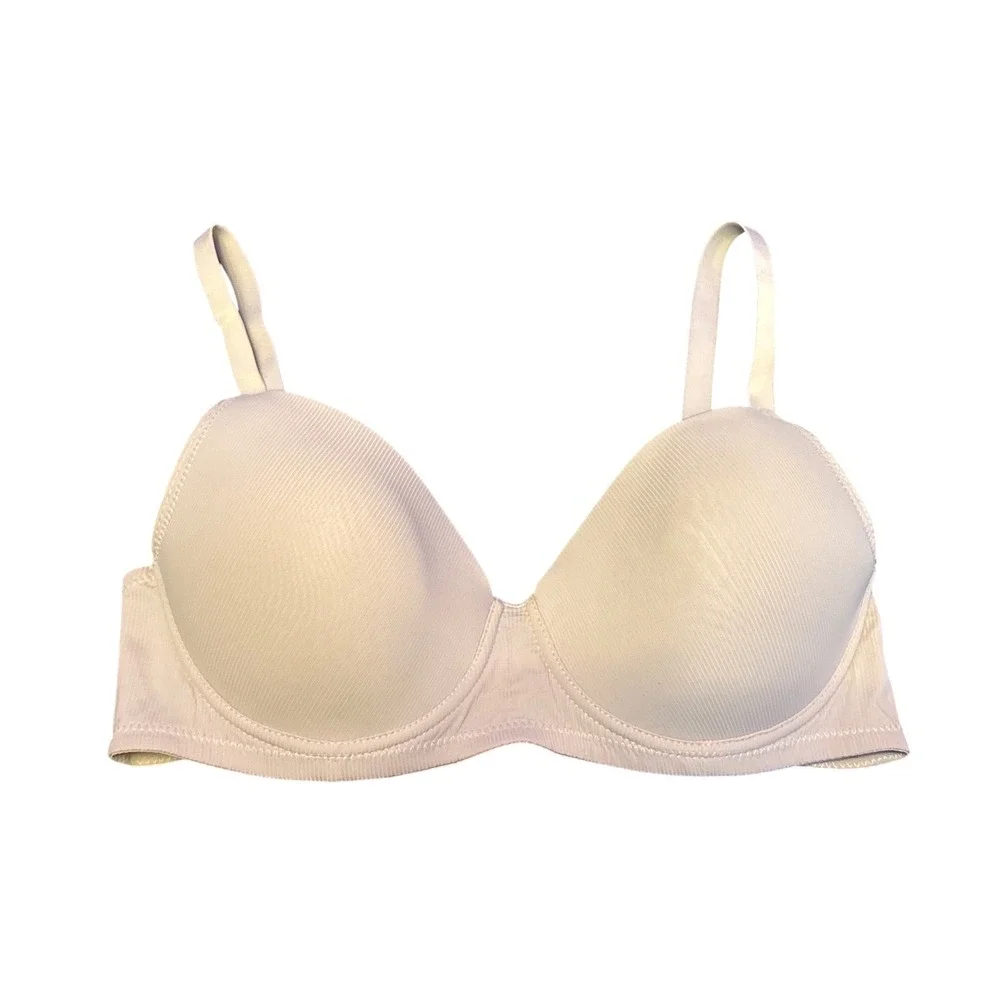 Beige Lightly Lined T Shirt Underwire Bra, Size 38D